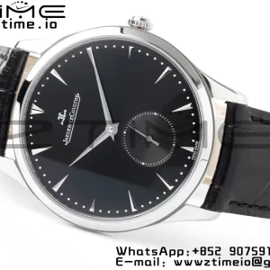 Master Ultra Thin Small Second 1358420 SS ZF 1:1 Best Edition Black Dial on Black Leather Strap A896 - Super Clone Watch | 1:1 Best Version