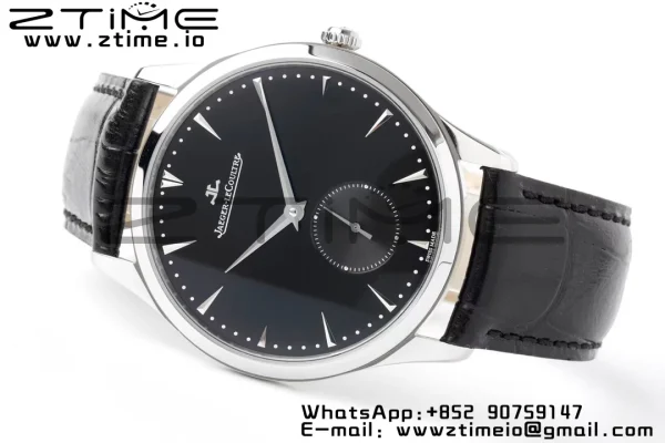 Master Ultra Thin Small Second 1358420 SS ZF 1:1 Best Edition Black Dial on Black Leather Strap A896 - Super Clone Watch | 1:1 Best Version