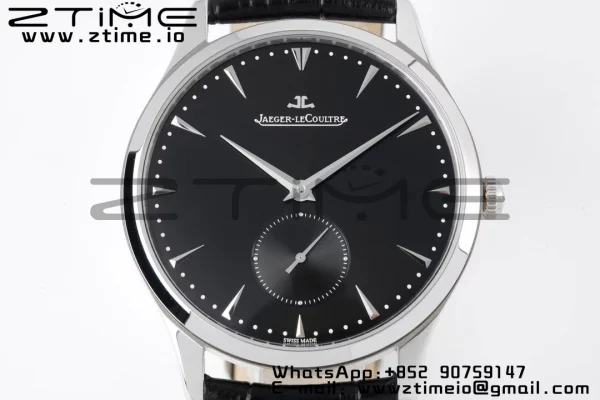 Master Ultra Thin Small Second 1358420 SS ZF 1:1 Best Edition Black Dial on Black Leather Strap A896 - Super Clone Watch | 1:1 Best Version