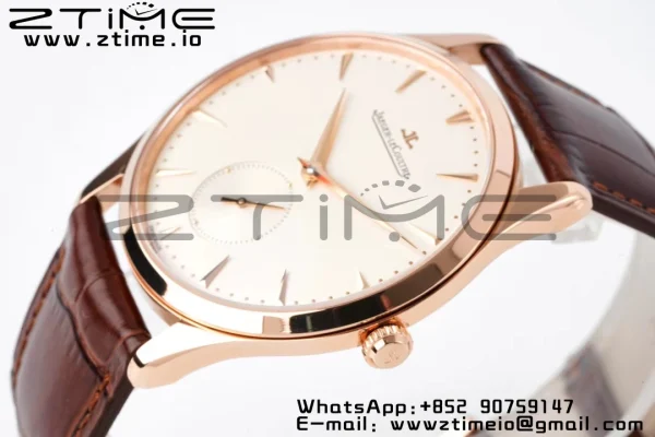 Master Ultra Thin Small Second 1352520 RG ZF 1:1 Best Edition Cadran blanc sur bracelet cuir marron A896 - Super Clone Watch | 1:1 Best Version