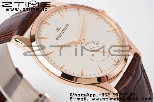 Master Ultra Thin Small Second 1352520 RG ZF 1:1 Best Edition Cadran blanc sur bracelet cuir marron A896 - Super Clone Watch | 1:1 Best Version