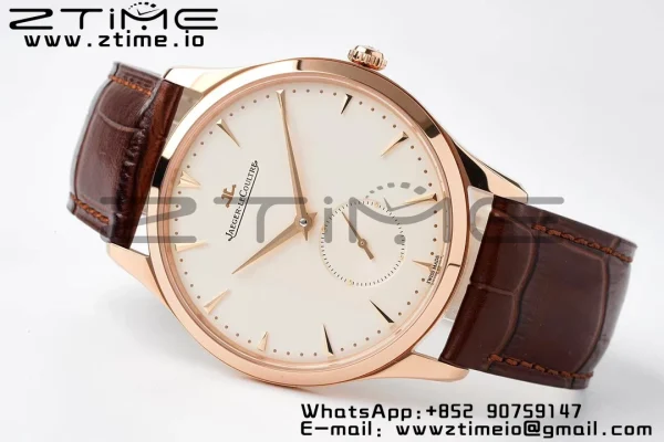 Master Ultra Thin Small Second 1352520 RG ZF 1:1 Best Edition Cadran blanc sur bracelet cuir marron A896 - Super Clone Watch | 1:1 Best Version