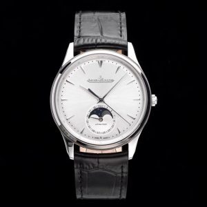 Master Ultra Thin Moon 1368420 SS AZF 1:1 Best Edition Silver Dial on Black Leather Strap A925 - Super Clone Watch | 1:1 Best Version