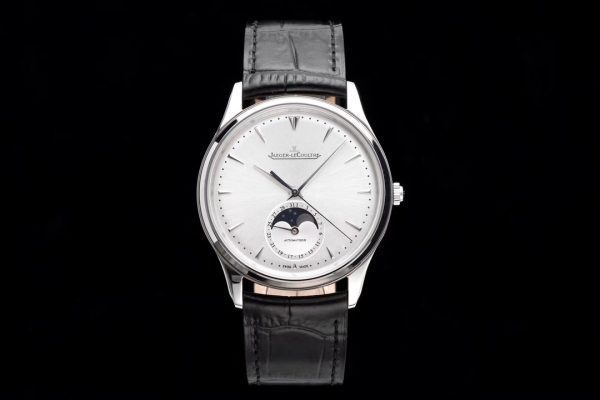Master Ultra Thin Moon 1368420 SS AZF 1:1 Best Edition Silver Dial on Black Leather Strap A925 - Super Clone Watch | 1:1 Best Version