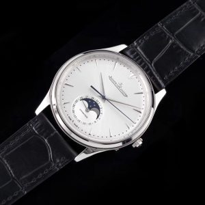 Master Ultra Thin Moon 1368420 SS AZF 1:1 Best Edition Silver Dial on Black Leather Strap A925 - Super Clone Watch | 1:1 Best Version