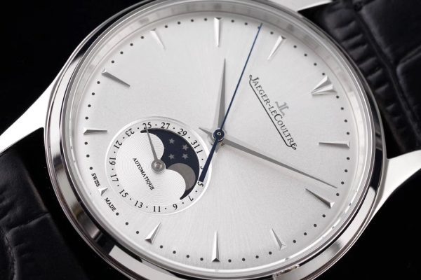 Master Ultra Thin Moon 1368420 SS AZF 1:1 Best Edition Silver Dial on Black Leather Strap A925 - Super Clone Watch | 1:1 Best Version