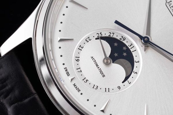 Master Ultra Thin Moon 1368420 SS AZF 1:1 Best Edition Silver Dial on Black Leather Strap A925 - Super Clone Watch | 1:1 Best Version