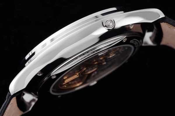 Master Ultra Thin Moon 1368420 SS AZF 1:1 Best Edition Silver Dial on Black Leather Strap A925 - Super Clone Watch | 1:1 Best Version
