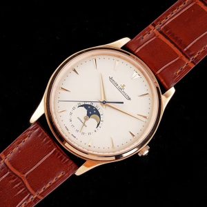 Master Ultra Thin Moon 1362520 RG AZF 1:1 Best Edition Weißes Zifferblatt auf braunem Lederarmband A925 - Super Clone Watch | 1:1 Best Version