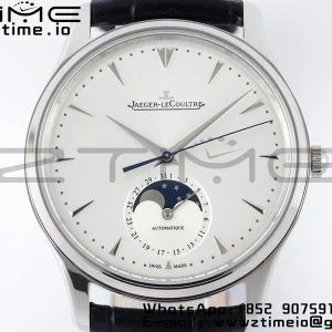 Master Ultra Thin Moon 1368420 SS ZF 1:1 Best Edition White Dial on Black Leather Strap SA925 Super Clone V2 - Super Clone Watch | 1:1 Best Version