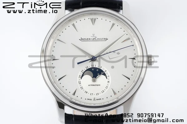 Master Ultra Thin Moon 1368420 SS ZF 1:1 Best Edition White Dial on Black Leather Strap SA925 Super Clone V2 - Super Clone Watch | 1:1 Best Version
