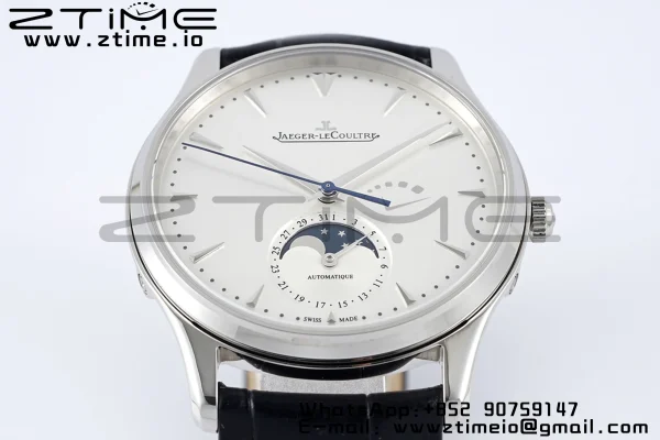 Master Ultra Thin Moon 1368420 SS ZF 1:1 Best Edition White Dial on Black Leather Strap SA925 Super Clone V2 - Super Clone Watch | 1:1 Best Version