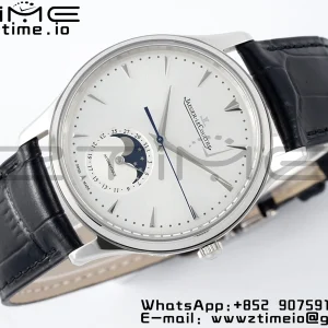 Master Ultra Thin Moon 1368420 SS ZF 1:1 Best Edition White Dial on Black Leather Strap SA925 Super Clone V2 - Super Clone Watch | 1:1 Best Version