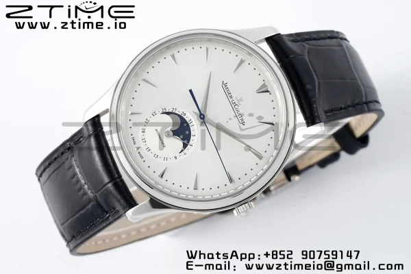 Master Ultra Thin Moon 1368420 SS ZF 1:1 Best Edition White Dial on Black Leather Strap SA925 Super Clone V2 - Super Clone Watch | 1:1 Best Version
