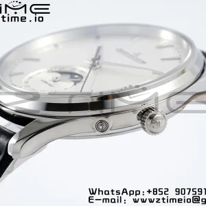 Master Ultra Thin Moon 1368420 SS ZF 1:1 Best Edition White Dial on Black Leather Strap SA925 Super Clone V2 - Super Clone Watch | 1:1 Best Version