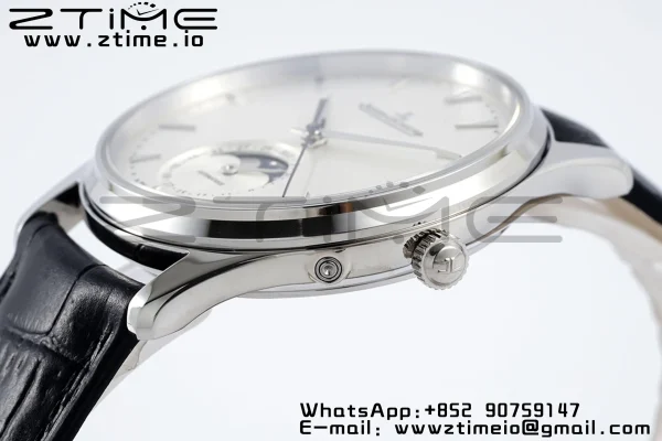 Master Ultra Thin Moon 1368420 SS ZF 1:1 Best Edition White Dial on Black Leather Strap SA925 Super Clone V2 - Super Clone Watch | 1:1 Best Version