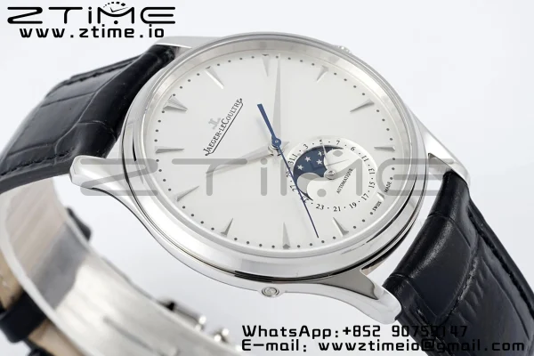 Master Ultra Thin Moon 1368420 SS ZF 1:1 Best Edition White Dial on Black Leather Strap SA925 Super Clone V2 - Super Clone Watch | 1:1 Best Version