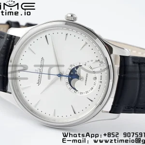 Master Ultra Thin Moon 1368420 SS ZF 1:1 Best Edition White Dial on Black Leather Strap SA925 Super Clone V2 - Super Clone Watch | 1:1 Best Version