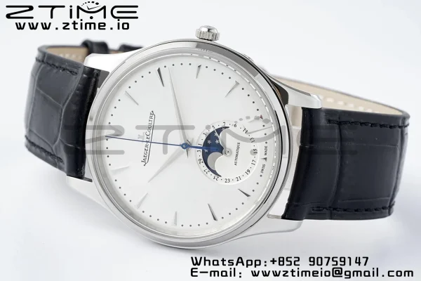 Master Ultra Thin Moon 1368420 SS ZF 1:1 Best Edition White Dial on Black Leather Strap SA925 Super Clone V2 - Super Clone Watch | 1:1 Best Version