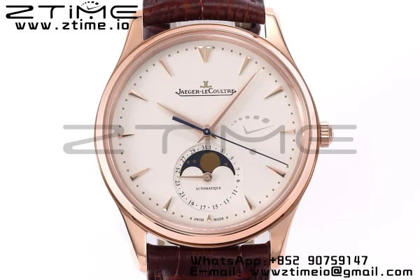 Master Ultra Thin Moon 1362520 RG ZF 1:1 Best Edition White Dial on Brown Leather Strap SA925 Super Clone V2 - Super Clone Watch | 1:1 Best Version