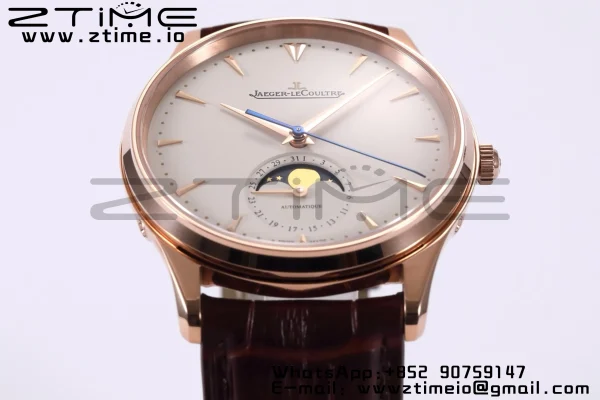 Master Ultra Thin Moon 1362520 RG ZF 1:1 Best Edition White Dial on Brown Leather Strap SA925 Super Clone V2 - Super Clone Watch | 1:1 Best Version