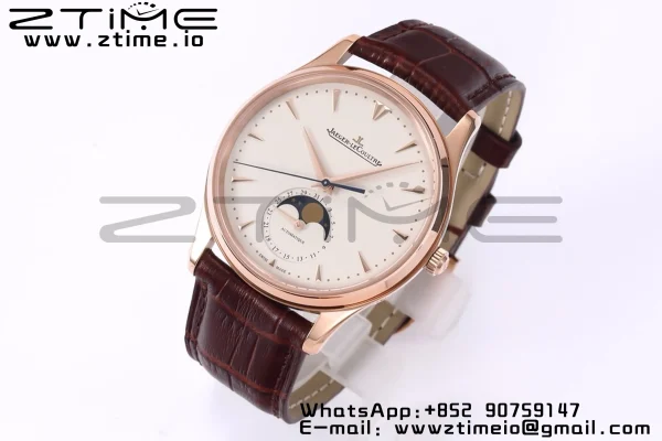 Master Ultra Thin Moon 1362520 RG ZF 1:1 Best Edition White Dial on Brown Leather Strap SA925 Super Clone V2 - Super Clone Watch | 1:1 Best Version
