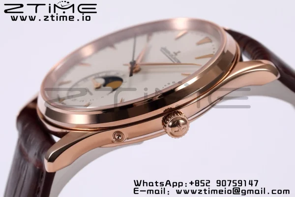 Master Ultra Thin Moon 1362520 RG ZF 1:1 Best Edition White Dial on Brown Leather Strap SA925 Super Clone V2 - Super Clone Watch | 1:1 Best Version
