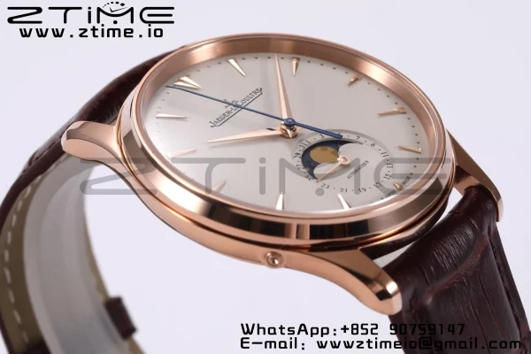 Master Ultra Thin Moon 1362520 RG ZF 1:1 Best Edition White Dial on Brown Leather Strap SA925 Super Clone V2 - Super Clone Watch | 1:1 Best Version