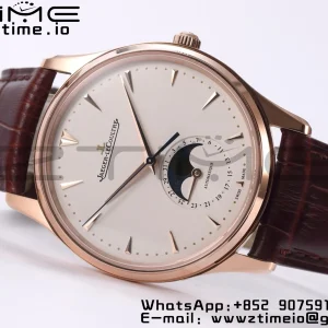 Master Ultra Thin Moon 1362520 RG ZF 1:1 Best Edition White Dial on Brown Leather Strap SA925 Super Clone V2 - Super Clone Watch | 1:1 Best Version