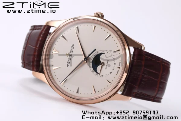 Master Ultra Thin Moon 1362520 RG ZF 1:1 Best Edition White Dial on Brown Leather Strap SA925 Super Clone V2 - Super Clone Watch | 1:1 Best Version
