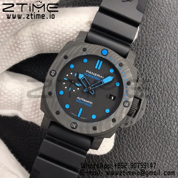 Panerai PAM00960 PAM960 Carbotech 42mm VSF VSF 1:1 Best Edition Black Dial Blue Markers on Rubber Strap P.9010 - Super Clone Watch | 1:1 Best Version