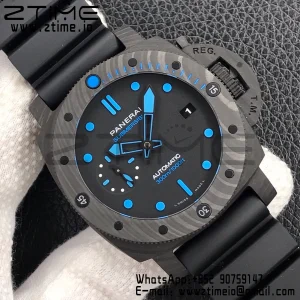 Panerai PAM00960 PAM960 Carbotech 42mm VSF VSF 1:1 Best Edition Black Dial Blue Markers on Rubber Strap P.9010 - Super Clone Watch | 1:1 Best Version