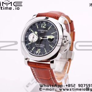 Panerai PAM00088  PAM088 R Luminor GMT 44mm VSF 1:1 Best Edition on Brown Leather Strap P.9001 Super Clone - Super Clone Watch | 1:1 Best Version