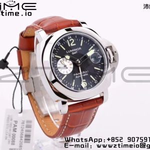 Panerai PAM00088  PAM088 R Luminor GMT 44mm VSF 1:1 Best Edition on Brown Leather Strap P.9001 Super Clone - Super Clone Watch | 1:1 Best Version