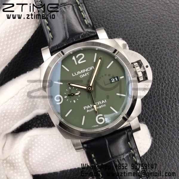 Panerai PAM1056 V GMT VSF 1:1 Best Edition Green Dial on Black Leather Strap P.9011 Super Clone - Super Clone Watch | 1:1 Best Version