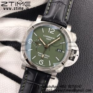 Panerai PAM1056 V GMT VSF 1:1 Best Edition Green Dial on Black Leather Strap P.9011 Super Clone - Super Clone Watch | 1:1 Best Version