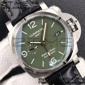 Panerai PAM1056 V GMT VSF 1:1 Best Edition Green Dial on Black Leather Strap P.9011 Super Clone - Super Clone Watch | 1:1 Best Version