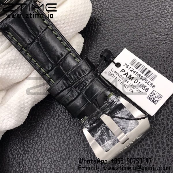 Panerai PAM1056 V GMT VSF 1:1 Best Edition Green Dial on Black Leather Strap P.9011 Super Clone - Super Clone Watch | 1:1 Best Version