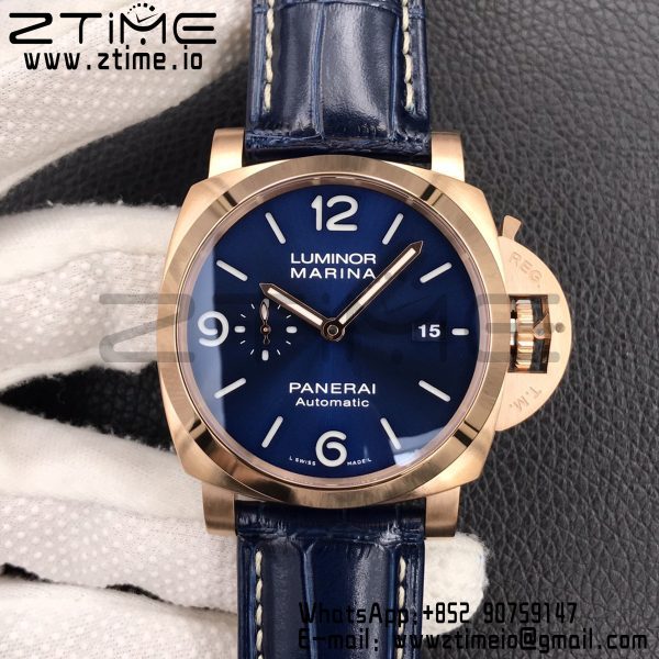 Panerai PAM01112 PAM1112 V RG VSF 1:1 Best Edition Blue Dial on Blue Leather Strap P.9010 Super Clone - Super Clone Watch | 1:1 Best Version