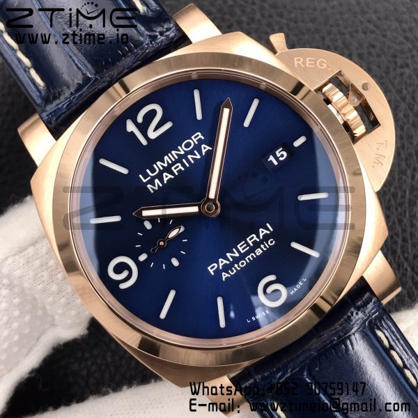 Panerai PAM01112 PAM1112 V RG VSF 1:1 Best Edition Blue Dial on Blue Leather Strap P.9010 Super Clone - Super Clone Watch | 1:1 Best Version