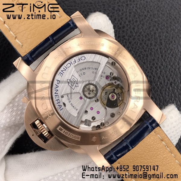 Panerai PAM01112 PAM1112 V RG VSF 1:1 Best Edition Blue Dial on Blue Leather Strap P.9010 Super Clone - Super Clone Watch | 1:1 Best Version