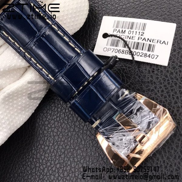 Panerai PAM01112 PAM1112 V RG VSF 1:1 Best Edition Blue Dial on Blue Leather Strap P.9010 Super Clone - Super Clone Watch | 1:1 Best Version
