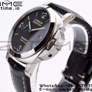 Panerai PAM01312 PAM1312 W VSF 1:1 Best Edition Black Dial on Black Leather Strap P.9010 Clone - Super Clone Watch | 1:1 Best Version
