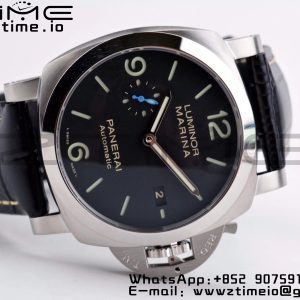 Panerai PAM01312 PAM1312 W VSF 1:1 Best Edition Black Dial on Black Leather Strap P.9010 Clone - Super Clone Watch | 1:1 Best Version