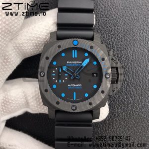 Panerai PAM01616 PAM1616 Carbotech 47mm VSF Best Edition Black Dial Blue Markers on Rubber Strap P.9010 Clone - Super Clone Watch | 1:1 Best Version
