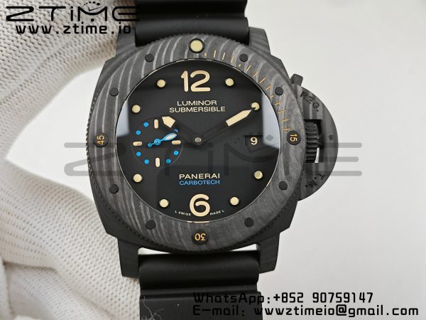 Panerai PAM00904  PAM616 Carbotech VSF Best Edition on Blue Logo Black Rubber Strap P.9000 Super Clone V3 - Super Clone Watch | 1:1 Best Version