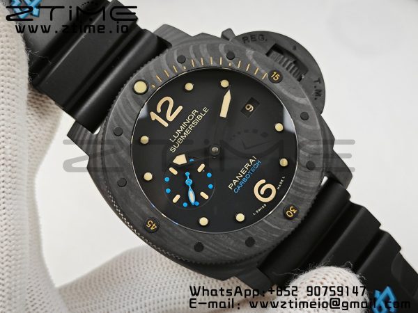 Panerai PAM00904  PAM616 Carbotech VSF Best Edition on Blue Logo Black Rubber Strap P.9000 Super Clone V3 - Super Clone Watch | 1:1 Best Version