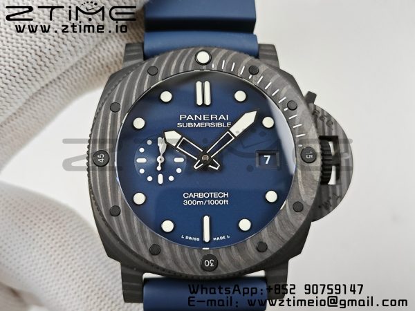 Panerai PAM01232 PAM1232 W Carbotech VSF 1:1 Best Edition Blue Dial on Blue Rubber Strap P900 - Super Clone Watch | 1:1 Best Version