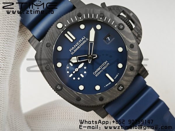 Panerai PAM01232 PAM1232 W Carbotech VSF 1:1 Best Edition Blue Dial on Blue Rubber Strap P900 - Super Clone Watch | 1:1 Best Version