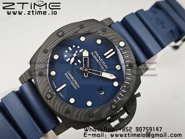 Panerai PAM01232 PAM1232 W Carbotech VSF 1:1 Best Edition Blue Dial on Blue Rubber Strap P900 - Super Clone Watch | 1:1 Best Version